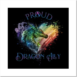 PRIDE Month Proud Dragon Ally Rainbow Pride Heart Posters and Art